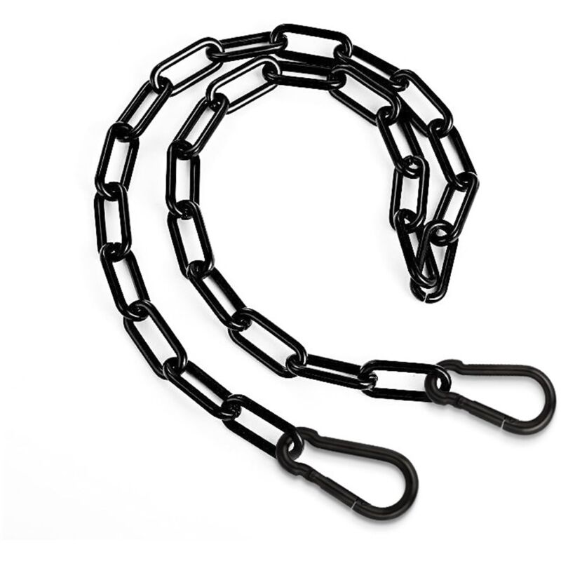 Diebstahlschutzkette Für Tore, 1 M Kette, Schwarze Metallkette Mit 2 Abnehmbaren Karabinern, Strapazierfähige Edelstahlkette Für Außenzäune, Käfige, Sicherheitsschlösser