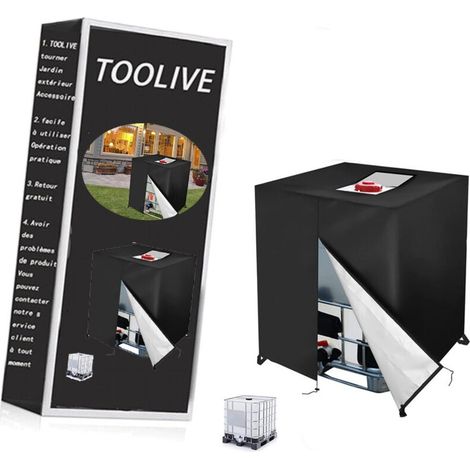 Dwcouple Plane Für 1000-liter-ibc-container, 420d-wassertankdeckel, Uv-beständige, Staubdichte Ibc-containerabdeckung, Schutzplane Für Ibc-container Mit Reißverschluss (120 X 100 X 116 Cm)