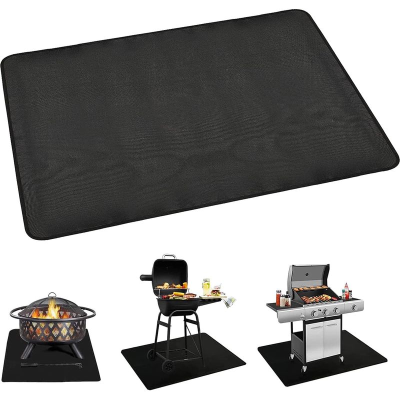 Feuerfeste Feuerstellenmatte, Hitzebeständiges Rechteck Zum Schutz Von Rasen Und Terrasse – Feuerstellenmatte Für Camping, Grillen Und Feuerstellen Im Freien – 50 X 64 Cm