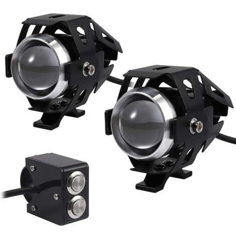 2 Stück 15w Motorrad-zusatzscheinwerfer Led Frontscheinwerfer Antibeschlag Projektor Spot Led Motorrad 3000lm U5 Wasserdicht 12-24v Für Motorrad Quad Scooter - Mit Schalter