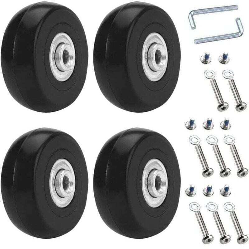 Set Mit 4 Universal-kofferrollen 50x18mm Gummi- Und Metall-ersatzrollen Für Gepäck, Trolleys Und Kinderwagen