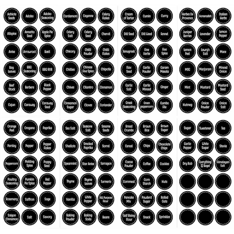 Packung Mit 144 Gewürzdosen-etiketten, 13,5 X 26,7 Cm, Schwarz