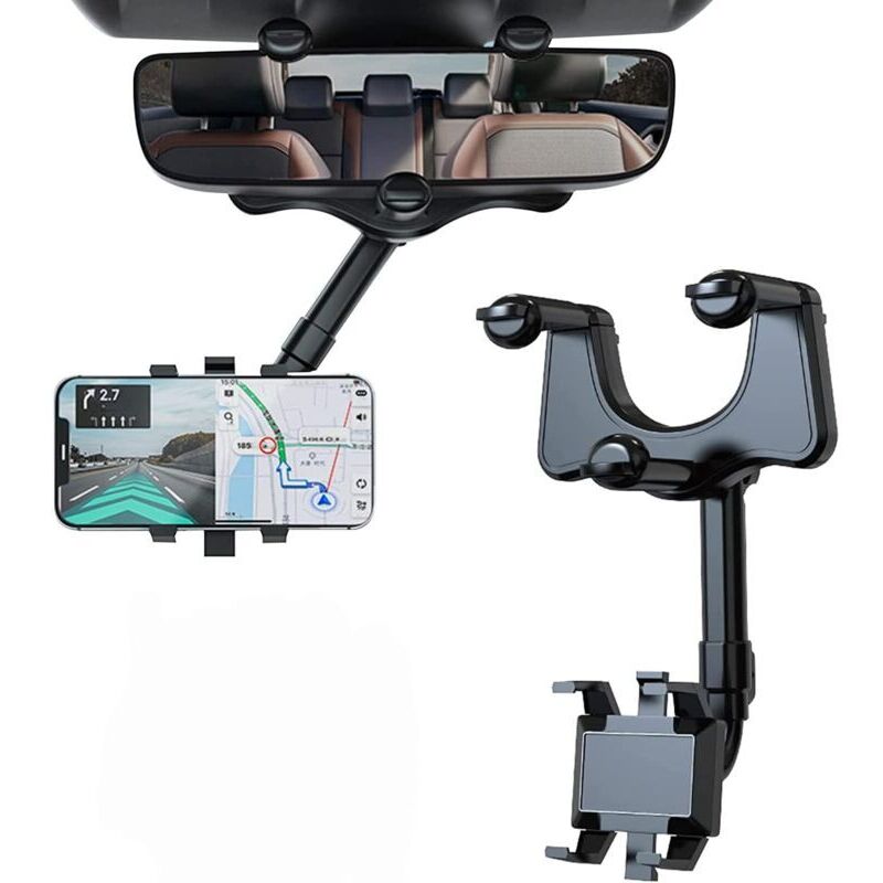 360° Drehbare, Teleskopierbare Handyhalterung Für Den Auto-rückspiegel, Einfache Und Stabile Installation Für Smartphones