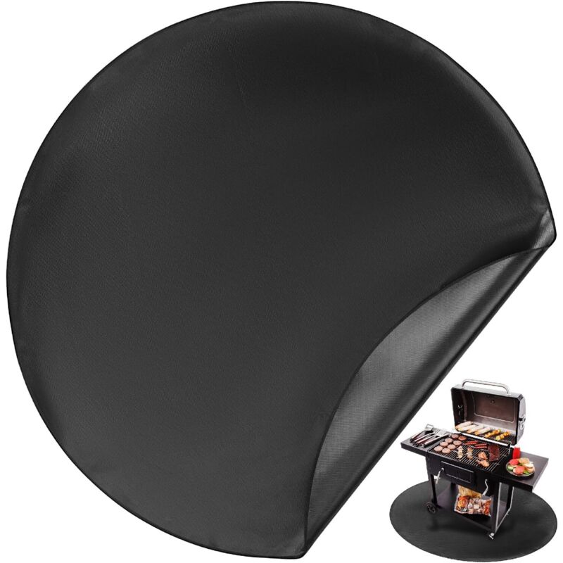 Runde Feuerstellenmatte Für Den Außenbereich, 91 Cm, Schwarz, Doppelseitig, Feuerhemmend, Wiederverwendbar, Tragbar, 3-lagig, Wasserdicht Und Leicht Zu Reinigen. Schutzmatte Für Grillabende Im Freien.