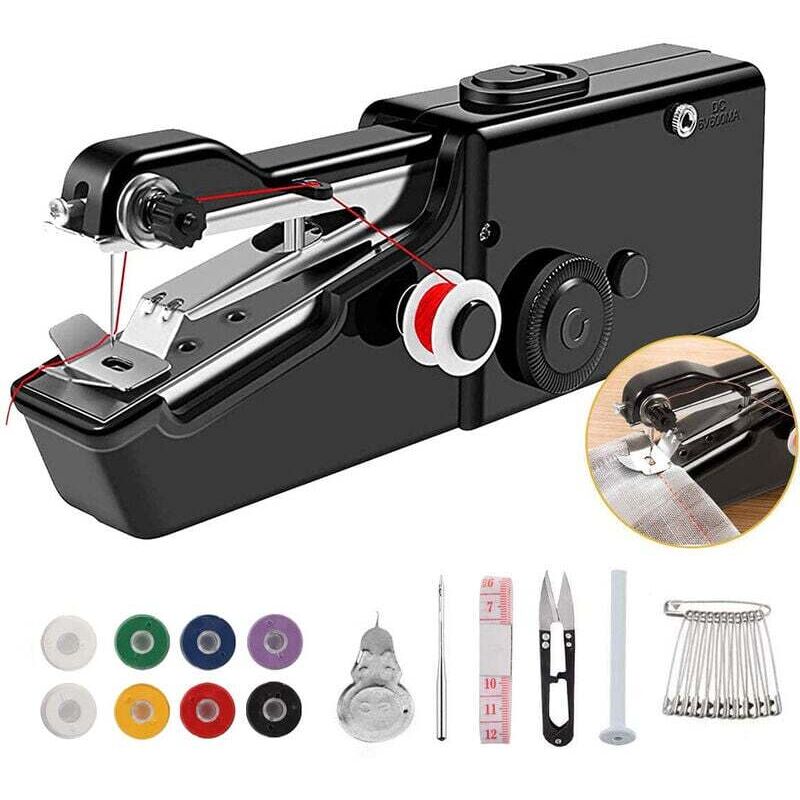 Diy-nähmaschine (schwarz), Mini-nähmaschine Mit Akku Und Kabel, Geeignet Zum Nähen, Für Diy-nähprojekte, Kleidung, Stoffe Und Vorhänge