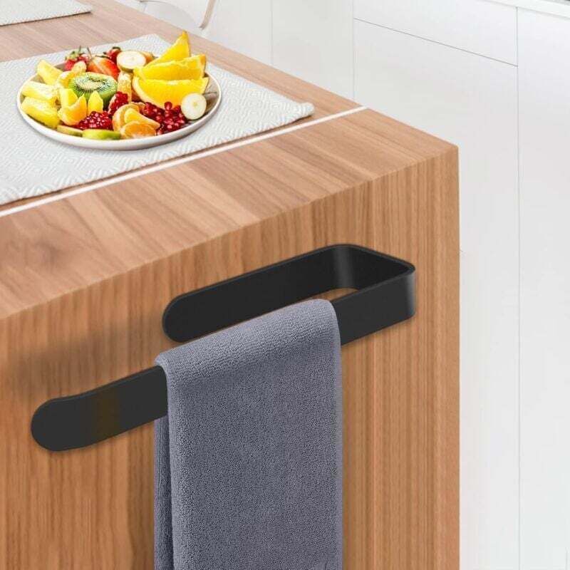 Klebehandtuchhalter, Kein Bohren Erforderlich, Für Bad Und Küche, Schwarz, 17 Cm