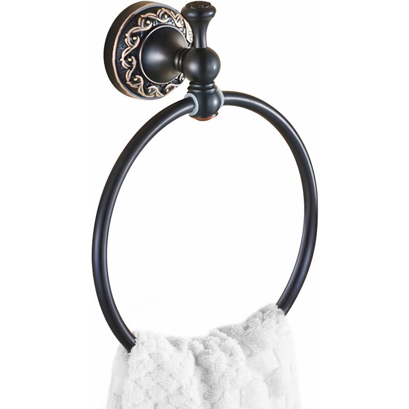 Schwarzer Handtuchring, Handtuchhalter Aus Ölgeriebener Bronze Und Messing, Retro-vintage-antik-handtuchring Mit Bohrung