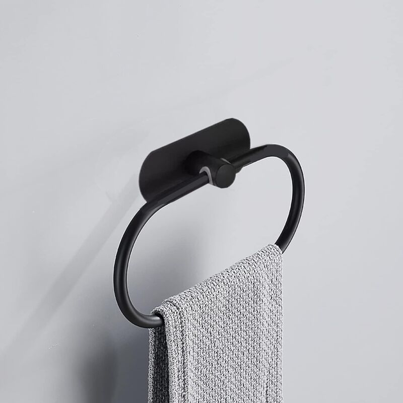 Selbstklebende Handtuchstange Aus Edelstahl, Ovaler Wandhandtuchhalter, Badzubehör, 2 Kg (schwarz)