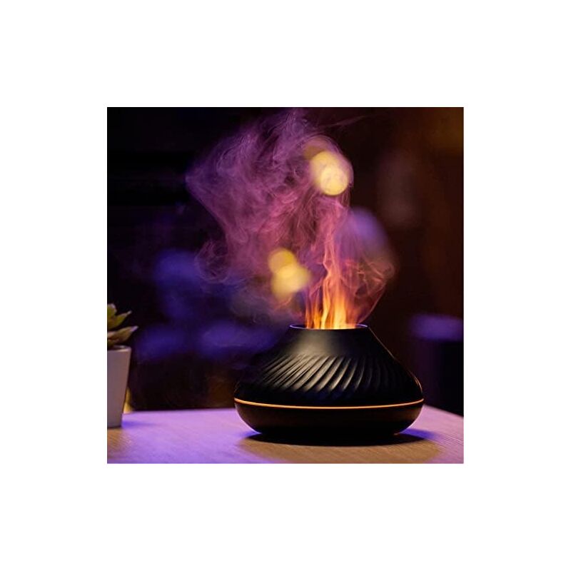 Flame Aroma-diffusor Für Ätherische Öle Und Luftbefeuchter, 7 Flammenfarben, Für Zuhause, Schlafzimmer, Yoga, Büro, Mit Automatischer Abschaltung Bei Wassermangel (schwarz)