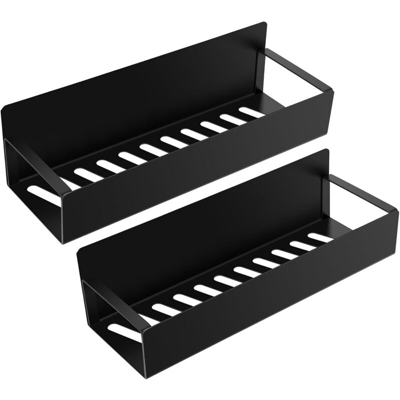 Magnetisches Gewürzregal, 2er-pack Edelstahl-kühlschrankregal, Bohrfreier, Wandmontierter Gewürzhalter Für Die Aufbewahrung Im Kühlschrank (schwarz)