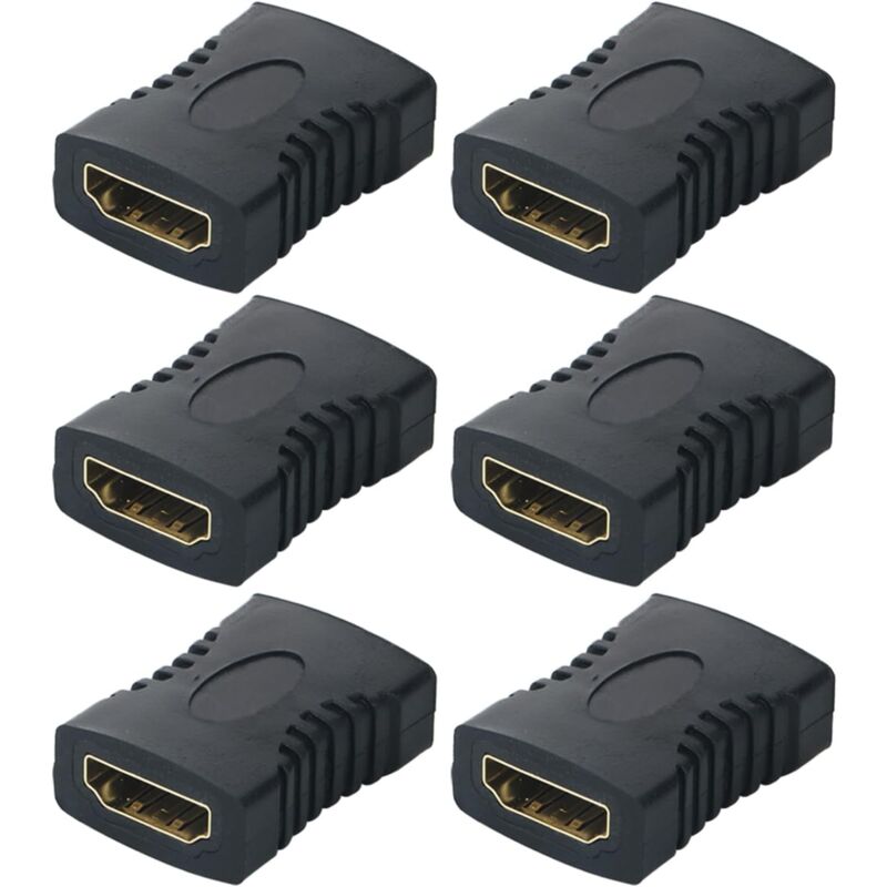 6er-pack Hdtv-koppler, Hdtv-buchse-zu-buchse-adapter, Vergoldeter Hdtv-stecker, Hdtv-kabelverlängerungsstecker-konverter, Schwarz