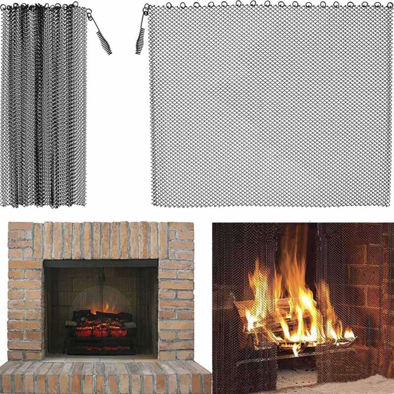 2er-pack Kaminschirm (24 X 19 Zoll), Kaminschirmgitter, Funkenschutzkette, Kamintüren, Schutz Für Den Kamin