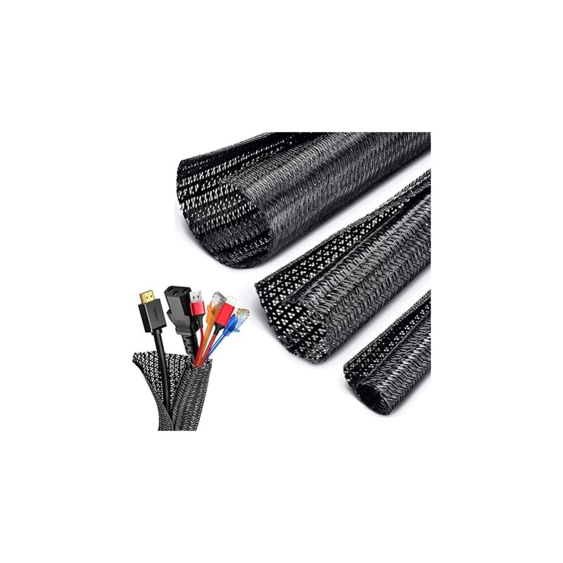 Computer-kabelummantelung 3 Meter Φ13–14 Mm, Flexibel Und Verstellbar, Kabelordner, Kabelmanagement, Geteiltes, Geflochtenes Pet-aufbewahrungssystem, Kabelschutz Für Auto-/tv-/computerkabel, Organizer