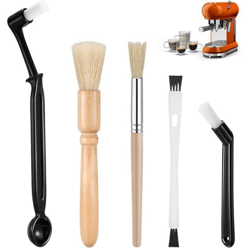 5-teiliges Kaffeebürsten-set, Kaffeemaschinen-reinigungsbürste, Kaffeemühlenbürste Mit Holz- Und Kunststoffgriff Zur Kaffeereinigung