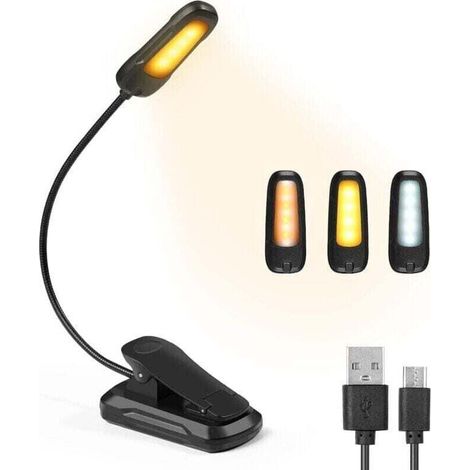Leselampe Für E-reader, Wiederaufladbar, 3 Helligkeitsstufen X 3 Farben (weiß/warmweiß/warmweiß), 360° Flexibler Hals, Leselampe Für Bett Und Reisen