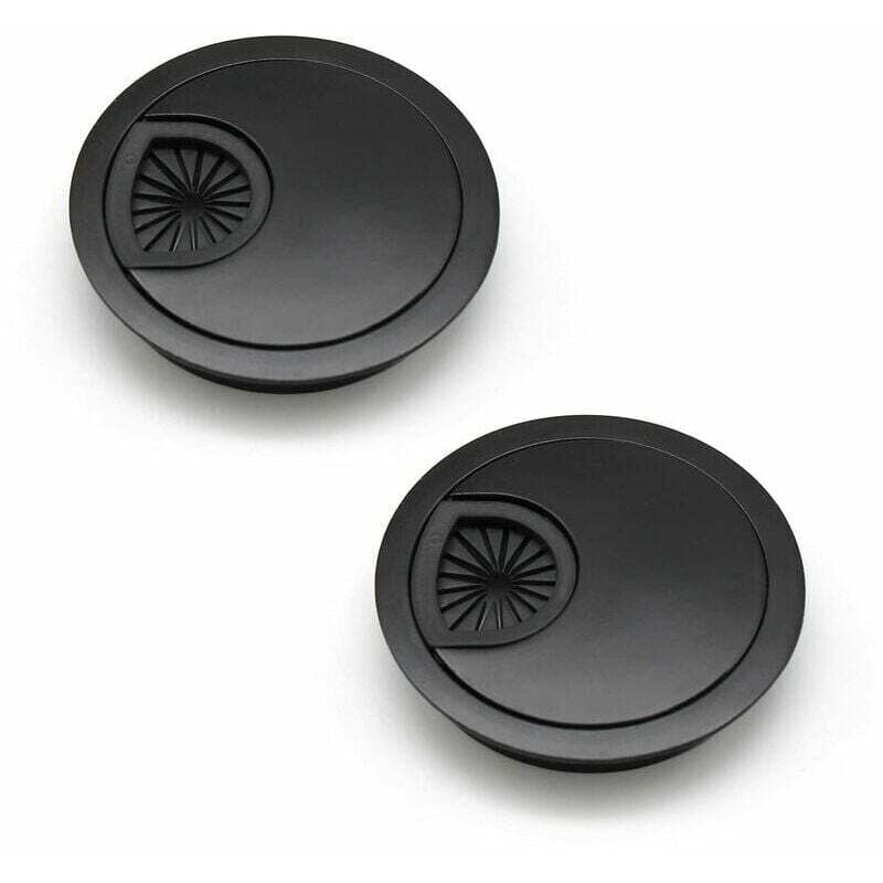 60-mm-kabeldurchführung, Kabelabdeckung Für Schreibtische Und Arbeitsplatten, Farbe: Schwarz, Material: Zinklegierung, 2 Stück