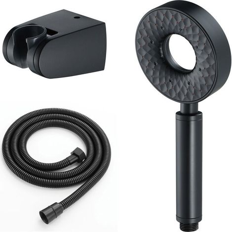 Ulisem Hochdruckdusche, Runder Abs-handbrausegürtel, 1,5 M Langer Edelstahl-brauseschlauch, 3-funktions-handbrause Mit Halterung, Schwarz