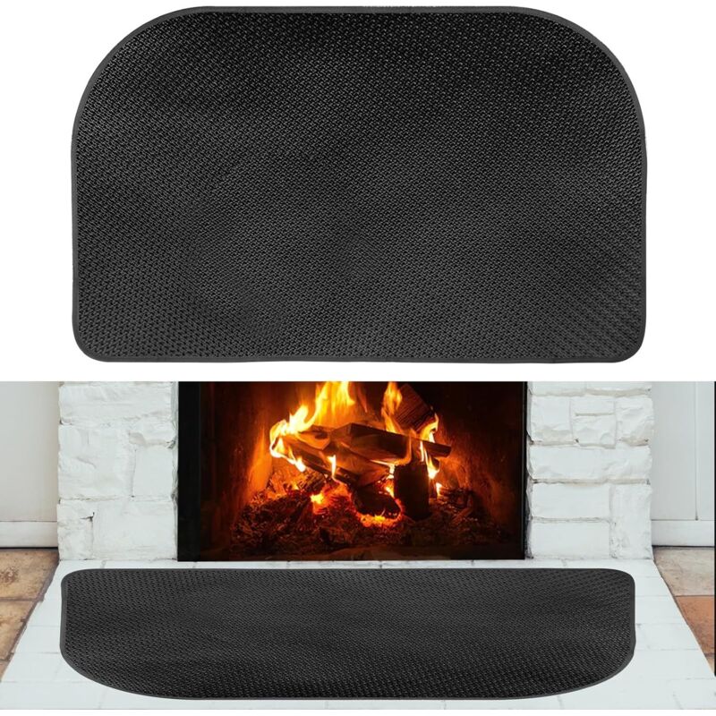 Kaminmatte, 122 X 76 Cm, Feuerfeste, Dicke Fiberglasmatte, Rutschfeste Schwarze Kaminmatte, Beständig Gegen Flammen, Funken Und Glut, Bodenschutz Für Den Innen- Und Außenbereich