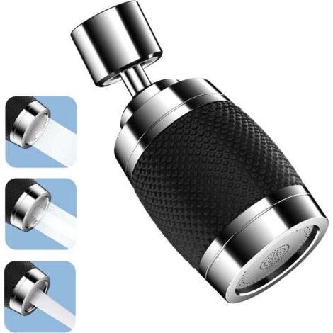 Xu Wasserhahn-luftsprudler, 360° Küchenspülen-brausekopf Mit 3 Modi, Universeller Spritzschutz-wasserhahn-brausekopf Mit Filter- Und Wassersparfunktion, Schwarz -