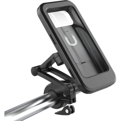 Fahrrad-handyhalterung, Wasserdichte Smartphone-halterung Mit Touchscreen, 360° Drehbar, Höhenverstellbar Bis 17 Cm, Motorrad/fahrrad, Schwarz - Rapanda