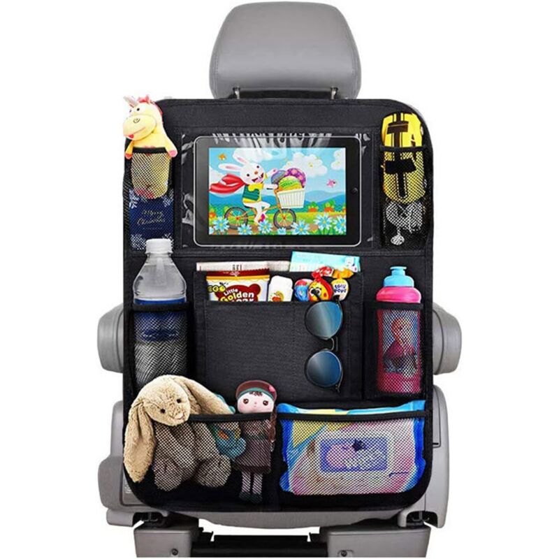 Auto-organizer Für Kinder, 1 Stück, Transparenter Tablet-halter Mit 10 Fächern, Schwarz