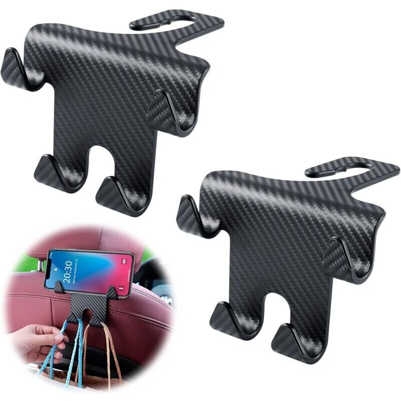 Ahlsen Universal-kopfstützenhaken Fürs Auto – Autohaken Zur Kopfstützenbefestigung Mit Handyhalterung Für Handy/handtasche, Universelles Autozubehör (schwarz)