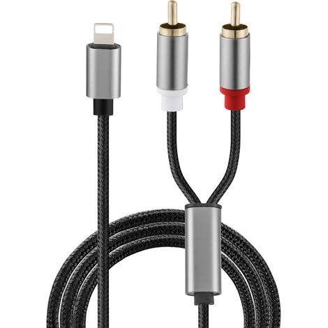 Rca-kabel Für Iphone, Lightning-auf-rca-kabel Für Iphone, Ipad, Tablet, Stereo-aux-audioadapter Für Auto, Heimkino, Endstufe, 1 M