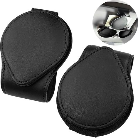 2er-set Auto-sonnenbrillenhalter, Magnetischer Brillenhalter Aus Pu-leder, Universeller Sonnenblendenhalter, Praktischer Auto-sonnenbrillenhalter Mit Adsorption, Schwarz