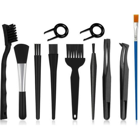 Set Mit 11 Antistatischen Esd-tastaturreinigungsbürsten Inklusive Tastaturabzieher Für Pc Und Laptop. Pc-tastaturreinigungsset. Reinigungsbürsten. Kleine Bürsten.
