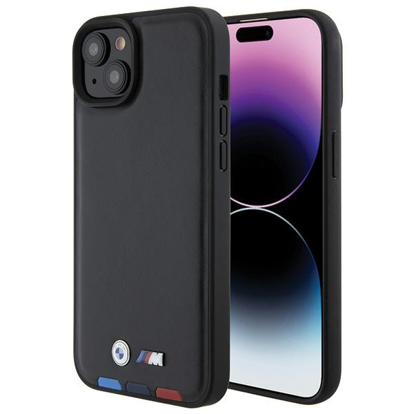 Bmw Bmhcp15m22ptdk Iphone 15 Plus / 14 Plus 6,7" Schwarzes Leder Mit Dreifarbiger Prägung