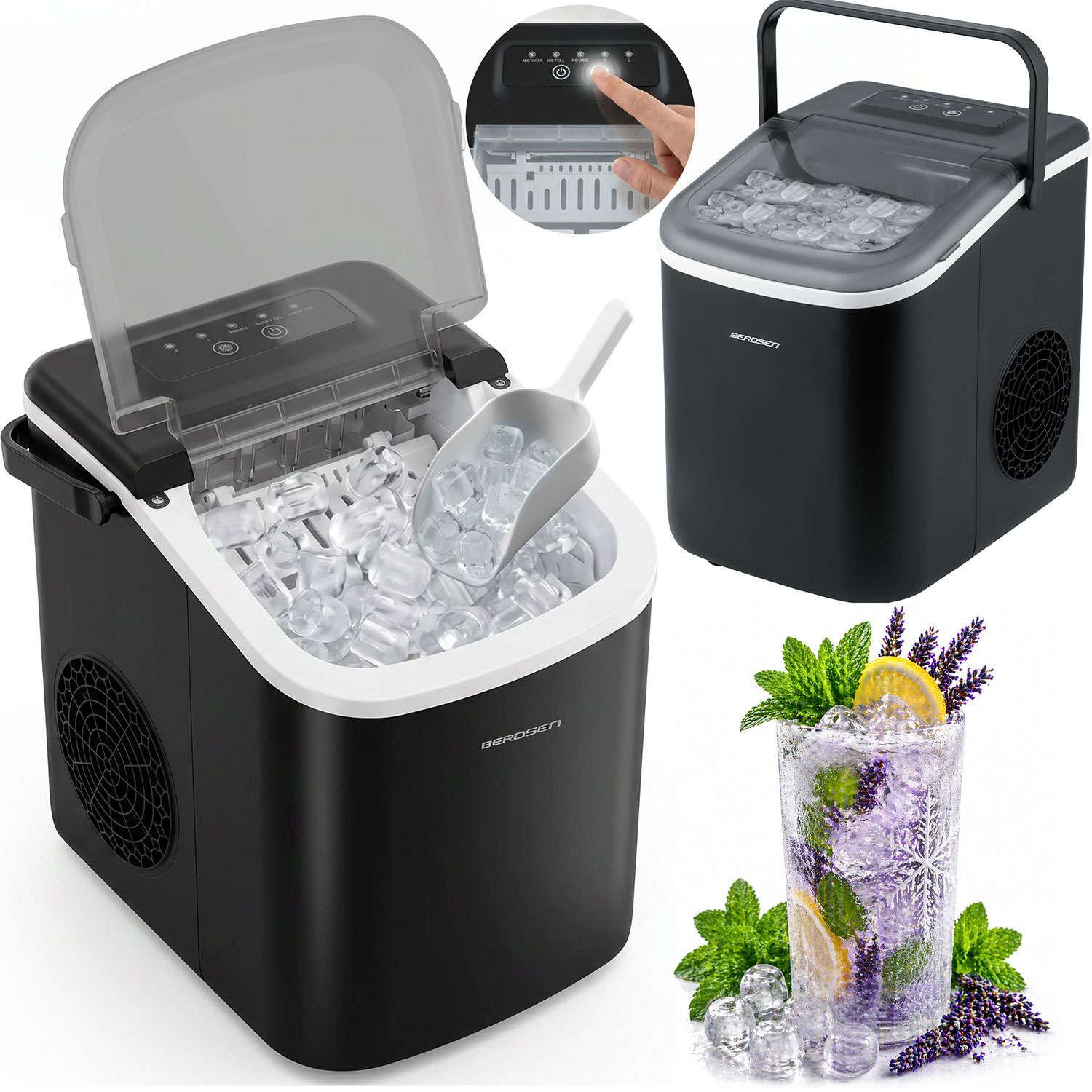 Berdsen Bd-420 Eiswürfelbereiter 1,1 L/12 Kg Schwarz