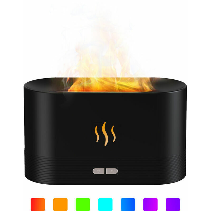 Usb-luftbefeuchter Mit Flammenfunktion Und Aromatherapie, Duftlampe Für Zuhause, Schwarz