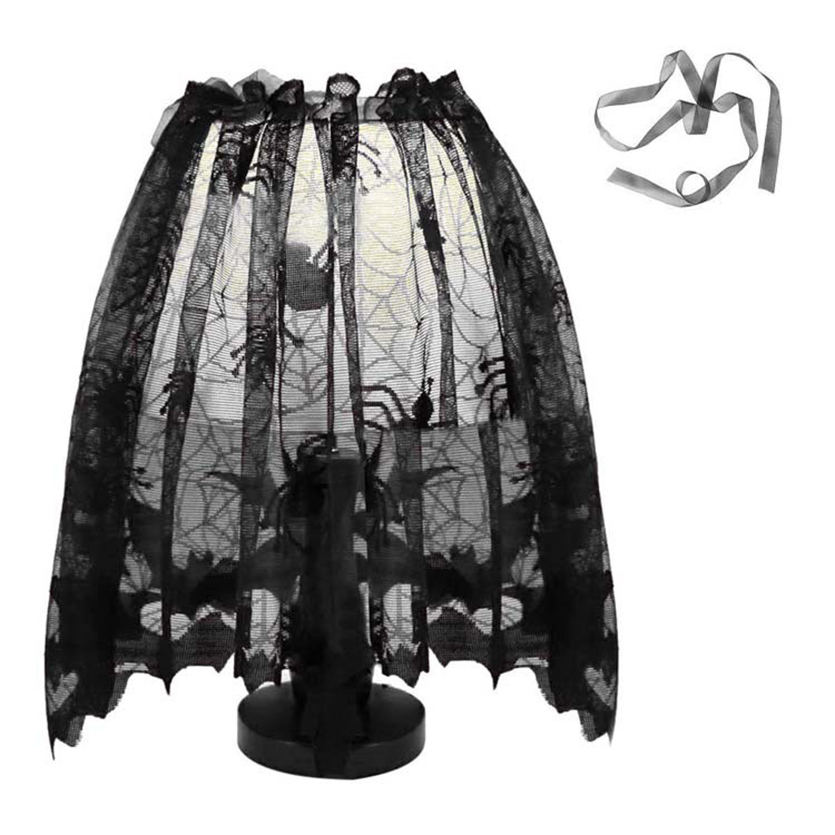 Halloween-dekoration: Lampenschirm (50 X 150 Cm), Schal, Spinnennetz, Fledermäuse, Schwarzes Spitzenband. Ideal Für Die Dekoration Von Zuhause Und Halloween-partys.