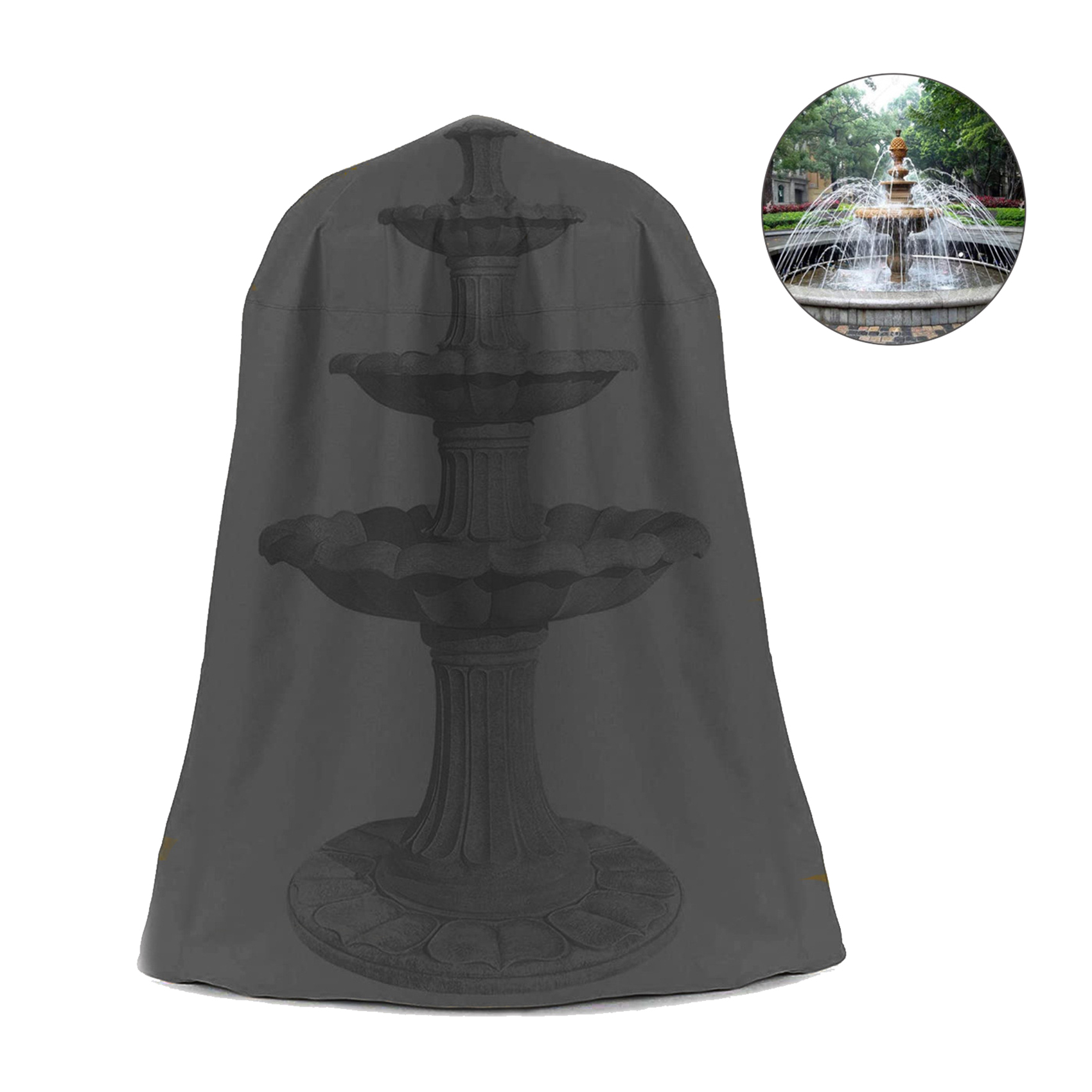 Wasserdichte Schutzhülle Aus 210d Oxford-gewebe Für Springbrunnenfiguren, Mit Kordelzug Für Den Winter, Ideal Für Gartenbrunnen Im Freien (36'' X 42'').