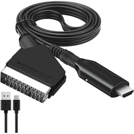 Scart-zu-hdmi-adapter, Scart-zu-hdmi-konverter Mit Hdmi-kabel Für Full-hd-fernseher (720p/1080p), Audio/video Für Blu-ray-dvd-player, Set-top-boxen, Vhs-player, Xbox Und Ps3