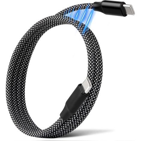 Magnetisches Spiralkabel Mit Usb-c-anschluss, 60-w-schnellladekabel (1 M), Magnetisches Usb-c-autokabel, Einziehbares Ladegerät, Verwicklungsfreies, Geflochtenes Nylon-usb-c-kabel Für Iphone 17/samsun