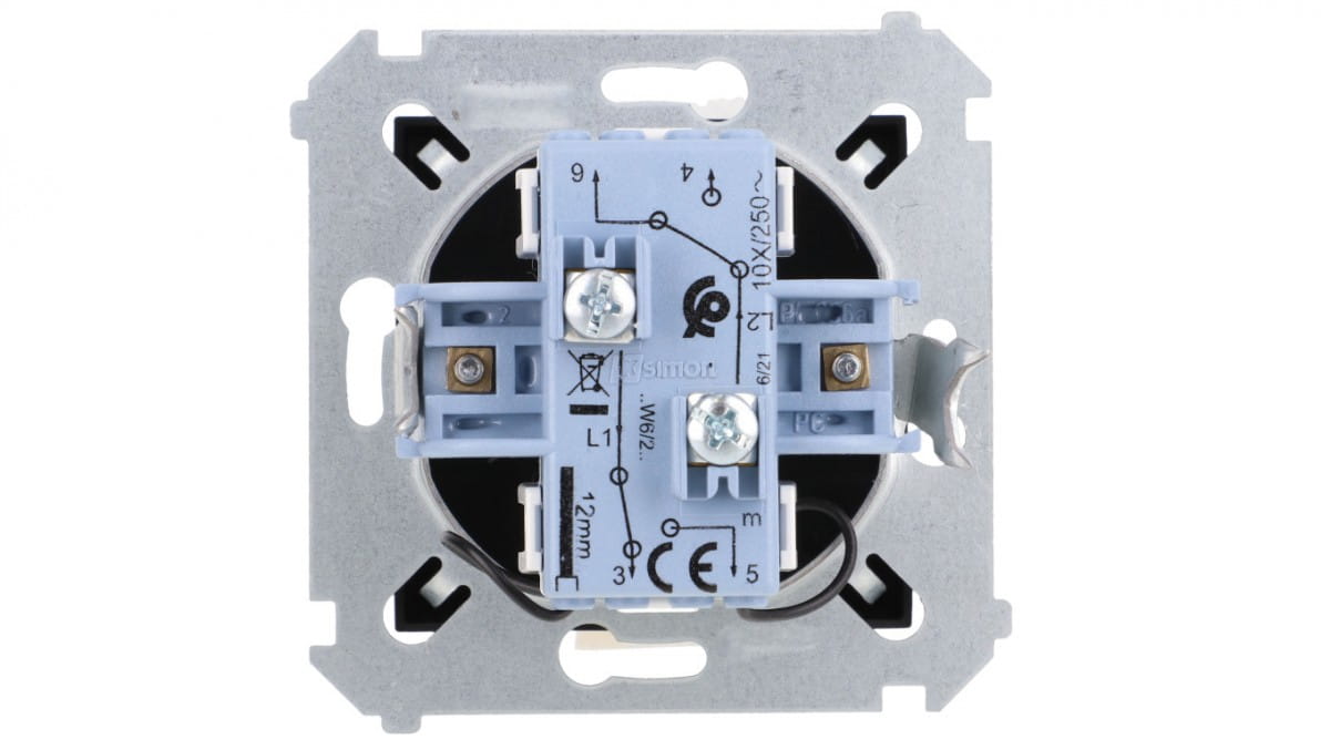 Simon 54 Doppeltreppenschalter Mit Beleuchtung (modul) 10ax 250v Schraubklemmen Matt Schwarz Dw6/2l.01/49