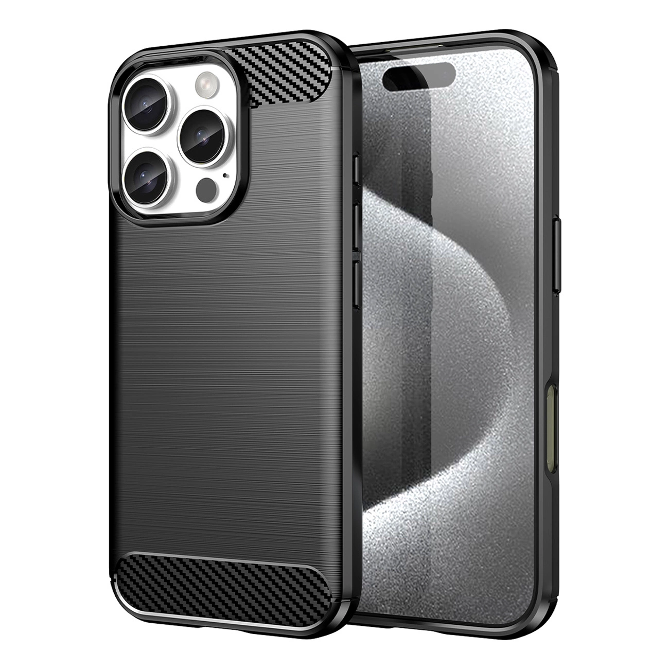 Carbon-hülle Für Iphone 16 Pro – Schwarz