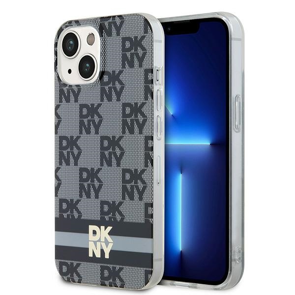 Dkny Dkhmp14shcptsk Iphone 14 / 15 / 136,1" Schwarze Hartschalen-schutzhülle Mit Iml-karomuster Und Bedruckten Streifen, Magsafe