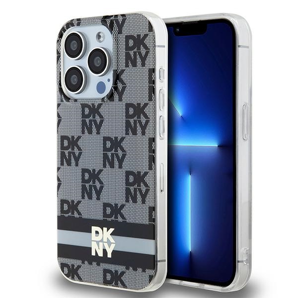 Dkny Dkhmp14xhcptsk Iphone 14 Pro Max 6,7" Schwarze Hartschalen-schutzhülle Mit Iml-karomuster Und Bedruckten Streifen, Magsafe