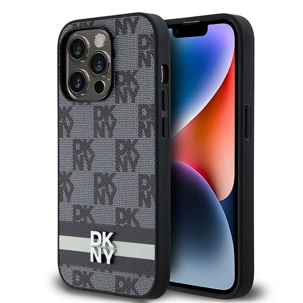 Dkny Dkhcp14lpcptssk Iphone 14 Pro 6,1" Schwarze/schwarze Hartschalen-lederhülle Mit Karomuster Und Streifenmuster