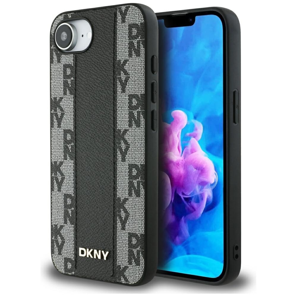 Dkny Lederhülle Mit Karomuster Und Magsafe-funktion Für Iphone 16e/17e, Schwarz