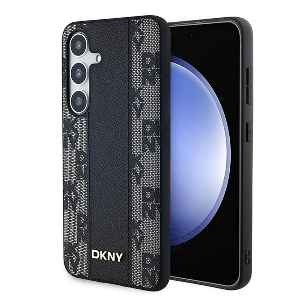 Dkny Dkhms24spcpvslk S24 S921 Schwarz/schwarzes Hartschalenetui Leder Kariert Mono Muster Magsafe