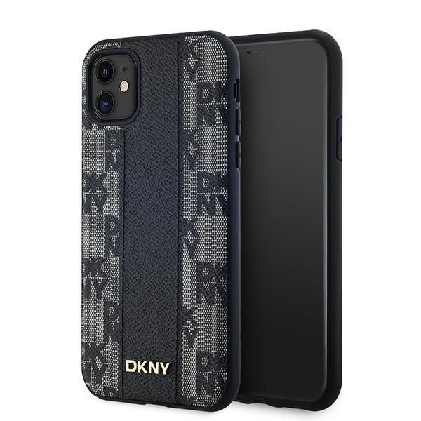 Dkny Dkhmn61pcpvslk Iphone 11 / Xr 6,1" Schwarze Hartschalen-lederhülle Mit Karomuster Und Magsafe-anschluss