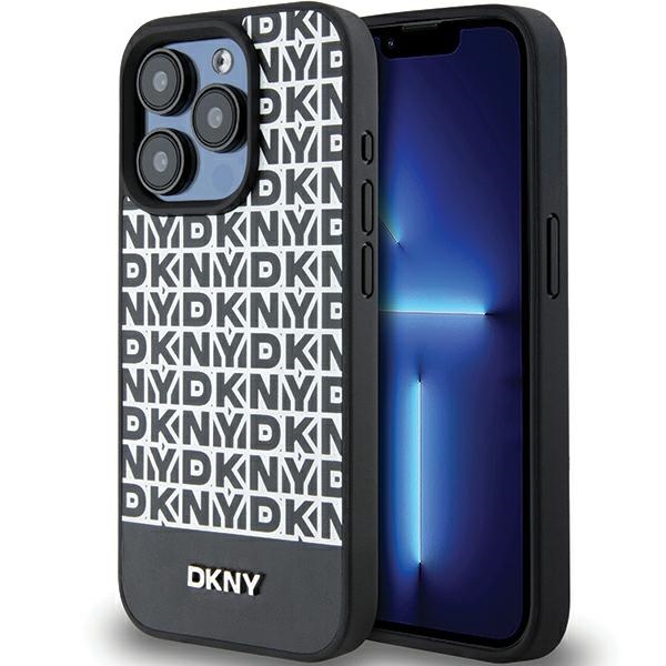 Dkny Dkhmp15lpsospk Iphone 15 Pro 6,1" Schwarze Hartschalen-schutzhülle Aus Bedrucktem Leder Mit Metalllogo Und Magsafe-funktion