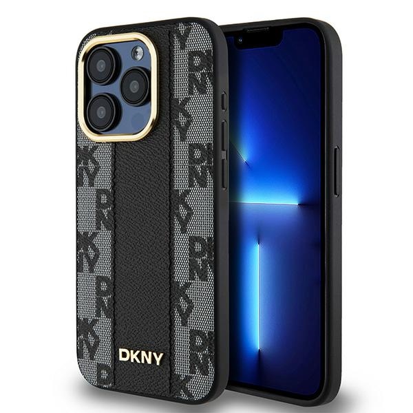 Dkny Dkhmp15xpcpvslk Iphone 15 Pro Max 6,7" Schwarze/schwarze Hartschalen-lederhülle Mit Karomuster Und Magsafe-anschluss