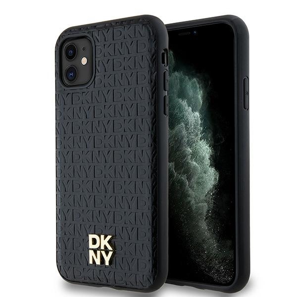 Dkny Dkhmn61pshrpsk Iphone 11 / Xr 6,1" Schwarze Hartschalen-schutzhülle Aus Leder Mit Monogramm-muster, Metalllogo Und Magsafe-funktion