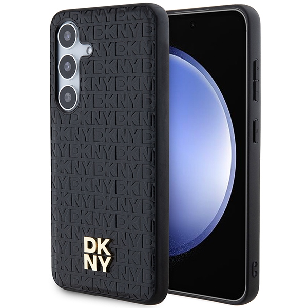 Dkny Dkhms24spshrpsk S24 S921 Schwarz/schwarzes Hartschalenetui Mit Ledermuster, Metalllogo Und Magsafe