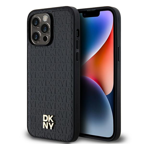 Dkny Dkhmp14xpshrpsk Iphone 14 Pro Max 6,7" Schwarze Hartschalen-schutzhülle Aus Leder Mit Monogramm-muster, Metalllogo Und Magsafe-funktion