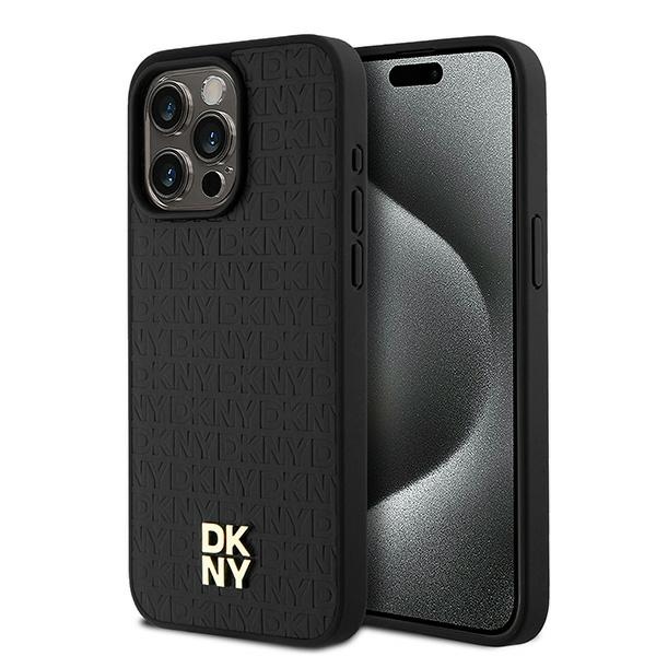 Dkny Dkhmp15xpshrpsk Iphone 15 Pro Max 6,7" Schwarze Hartschalen-schutzhülle Aus Leder Mit Monogramm-muster, Metalllogo Und Magsafe-funktion